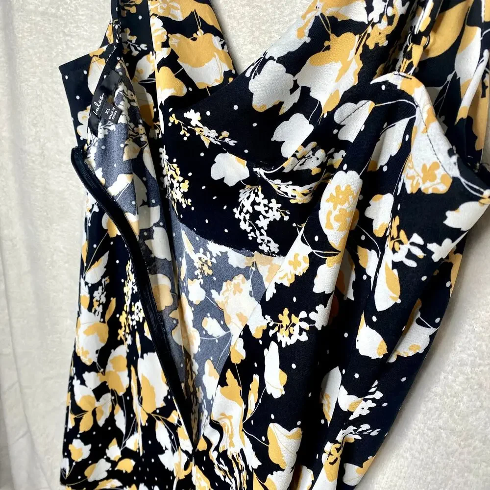 Lulus I Wanna Be Yours Floral Sleeveless Mini Slip Dress XL Black Cowl Neck - Picture 10 of 11